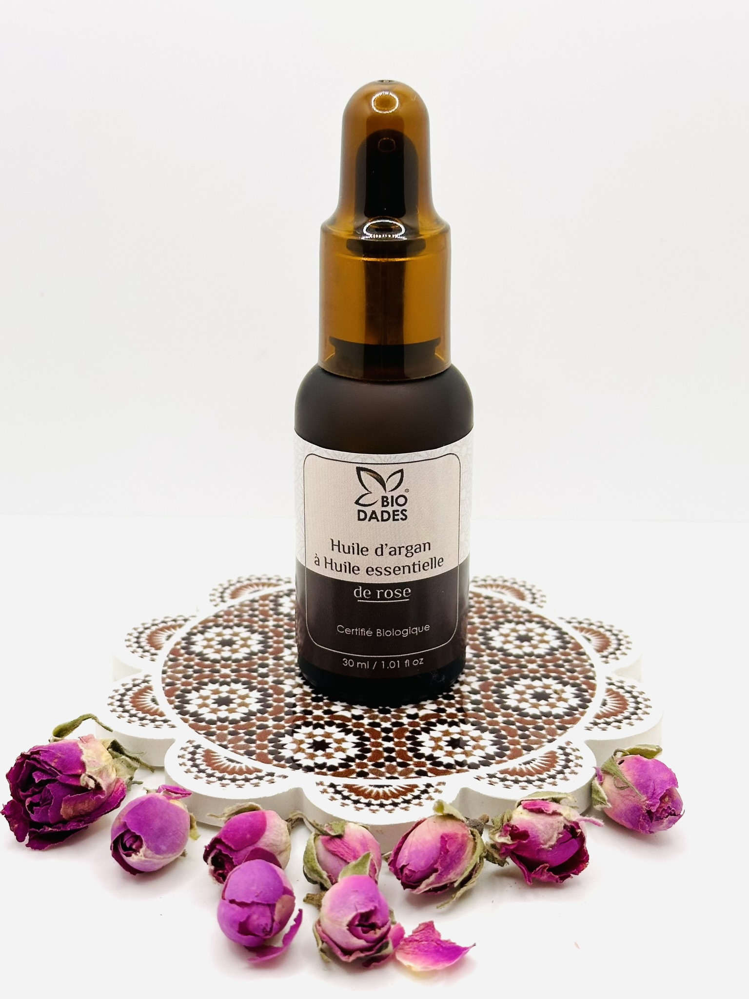 Argan & huile essentielle de roses 1 huile argan et de rose